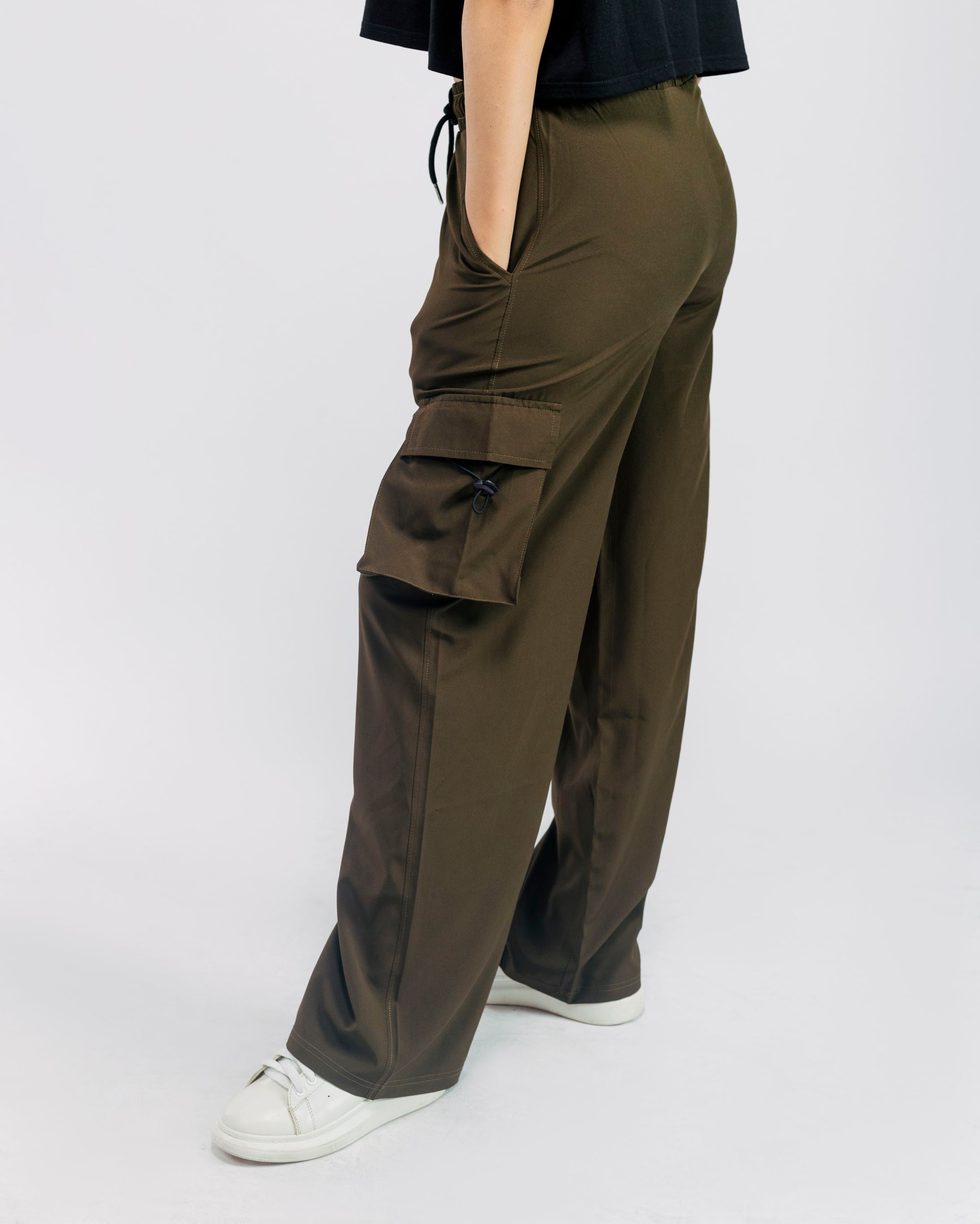 Back View Cargo oversized women trousers