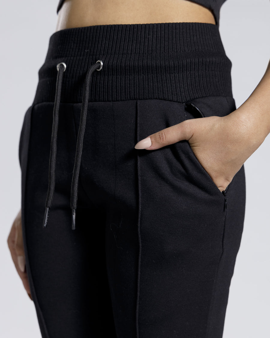 Women flared sweatpants side pocket detail black Pakistan