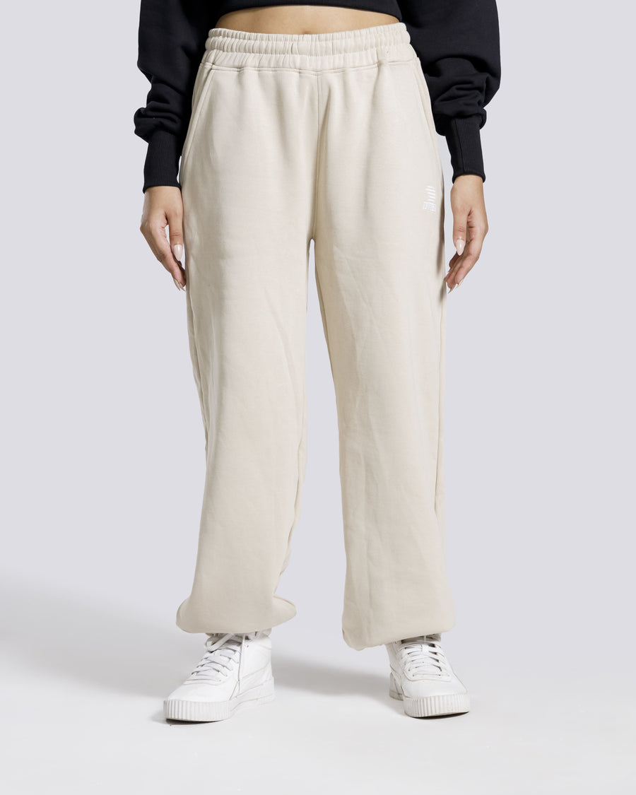 Women oversized fleece joggers beige Pakistan
