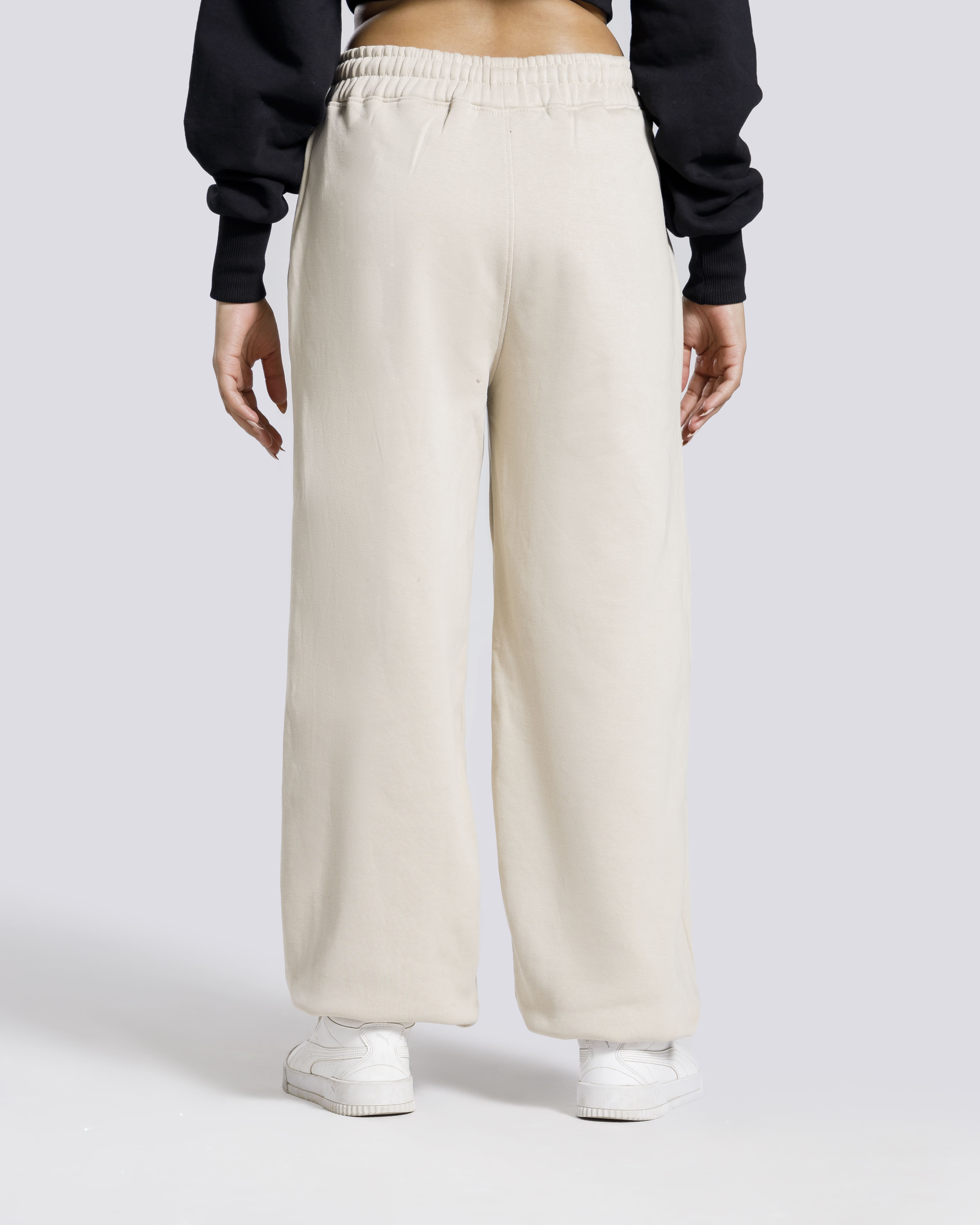 Women oversized sweatpants back fit beige Pakistan