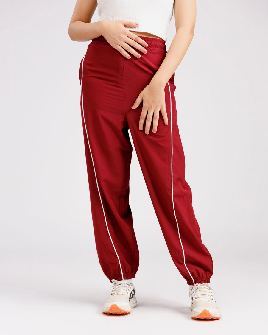 Women woven gym pants red Pakistan