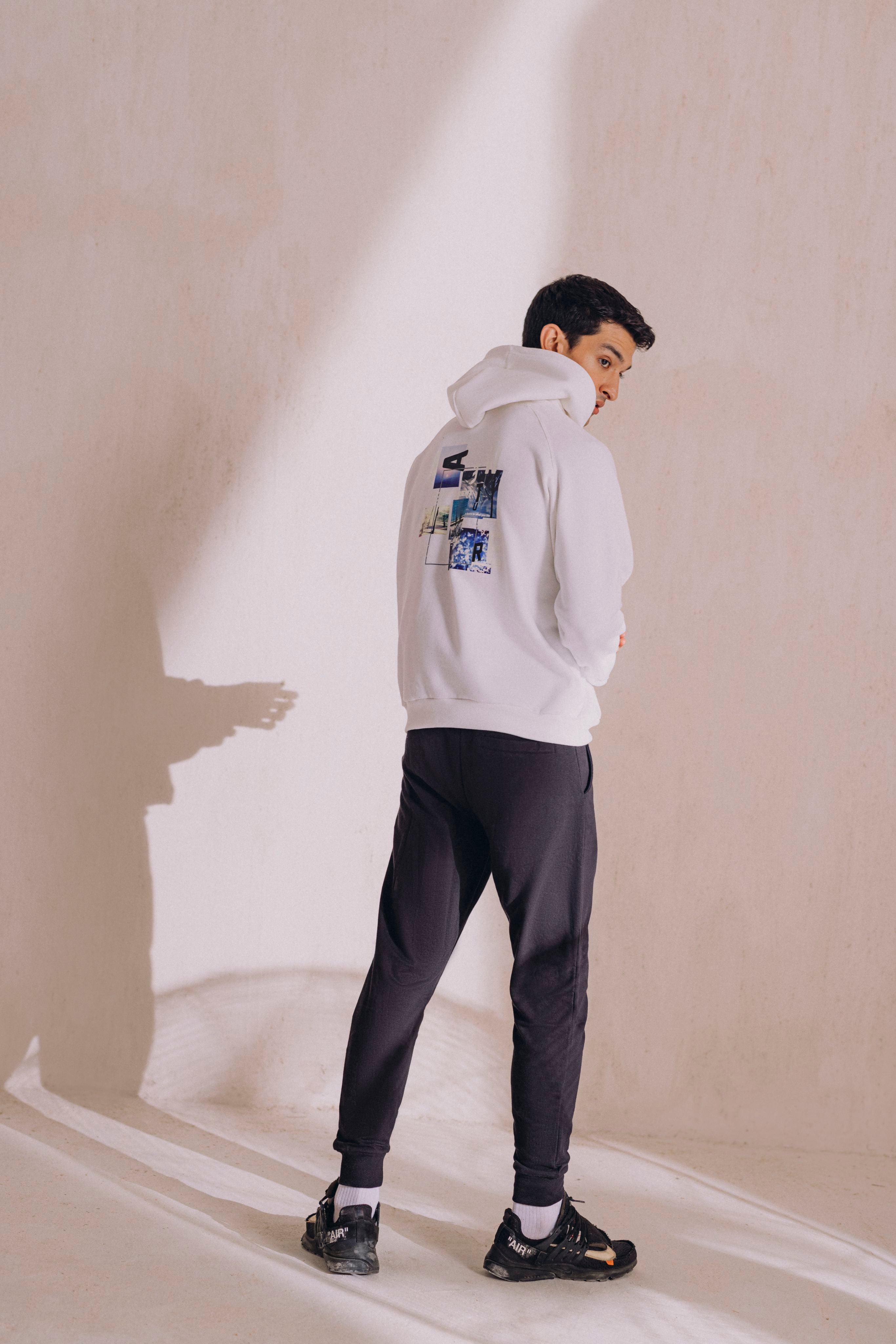 Graphic Printed Oversize Hoodie White