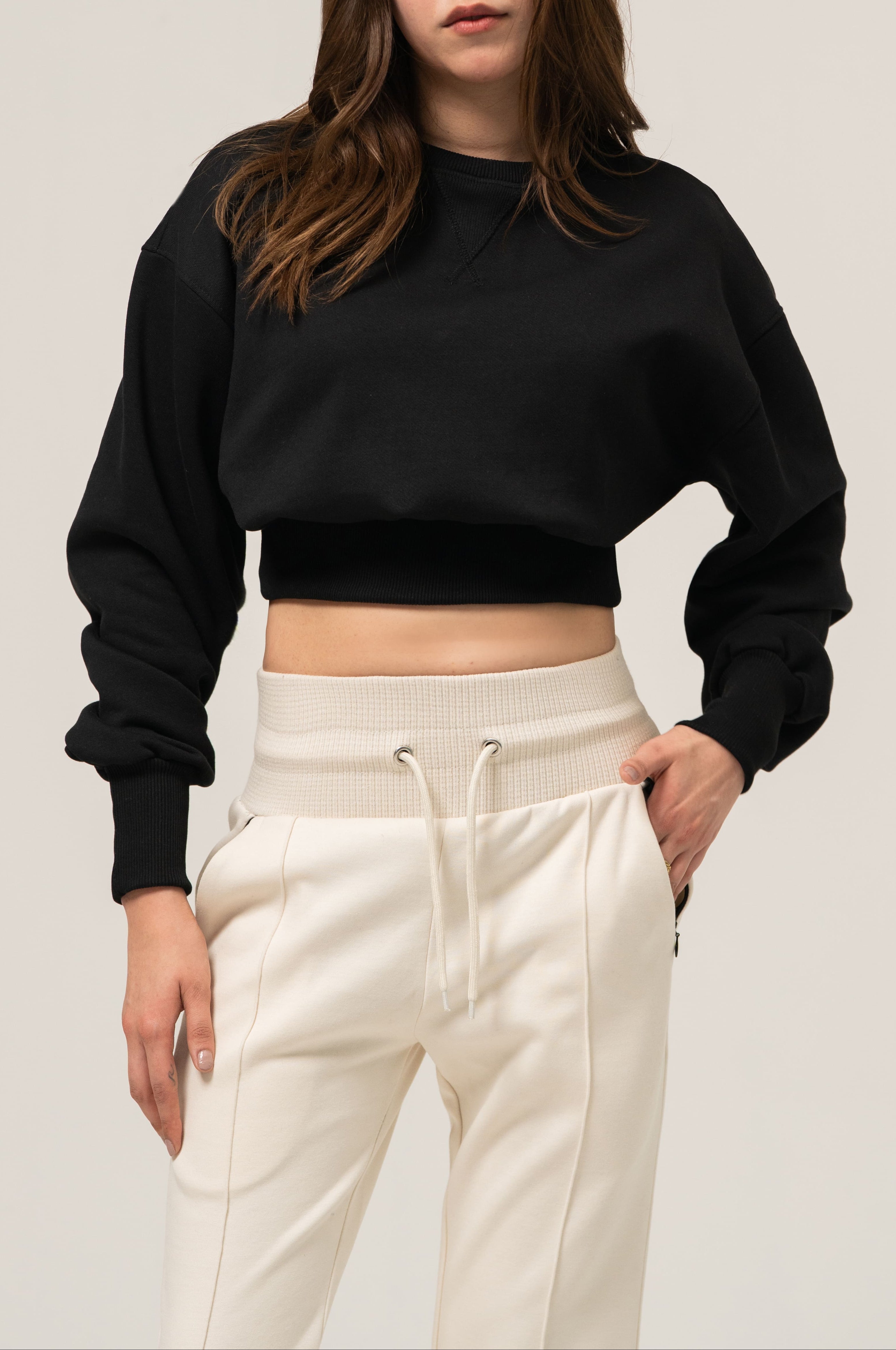 Cinched Cropped Sweatshirt