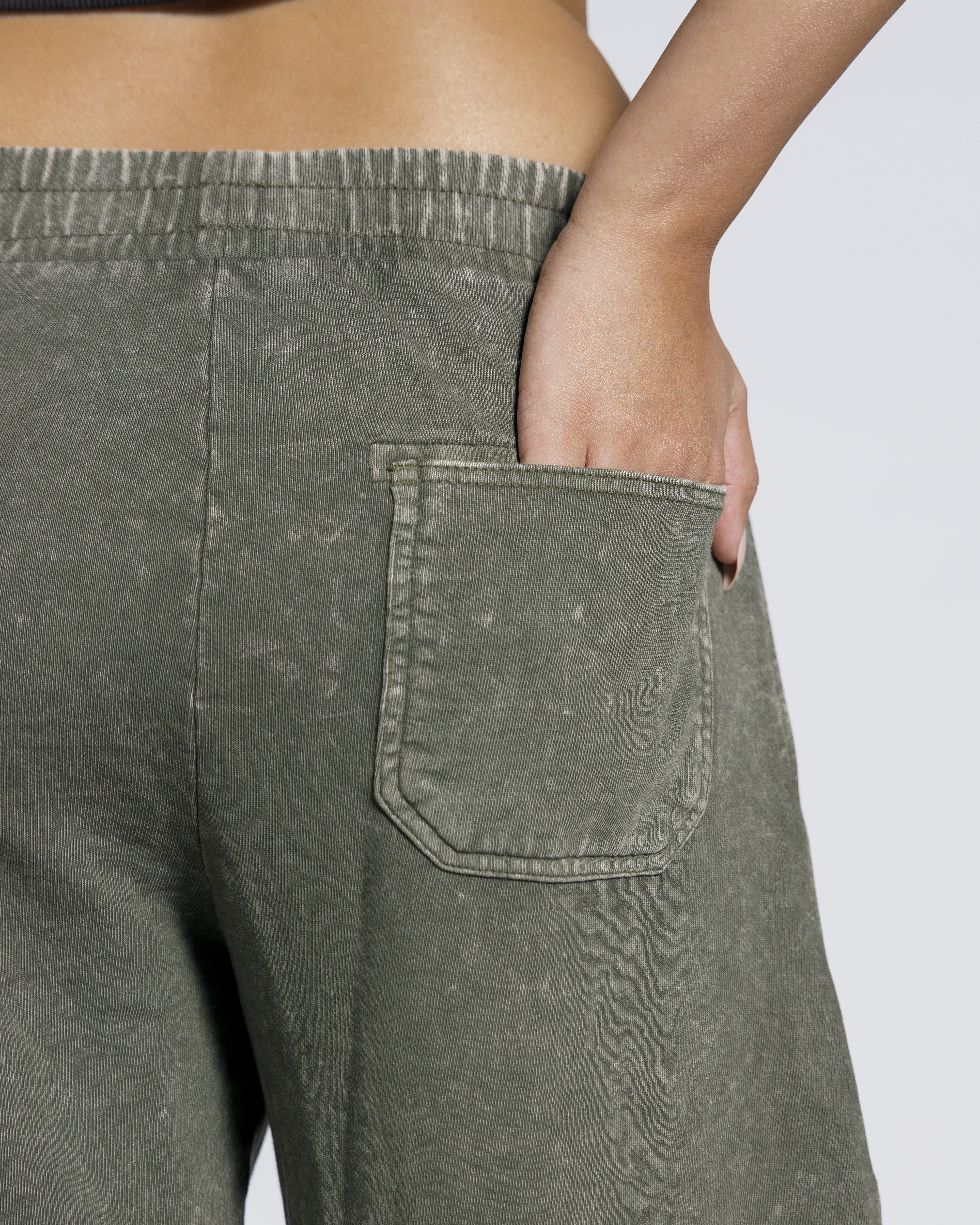Women washed trousers pocket detail olive Pakistan