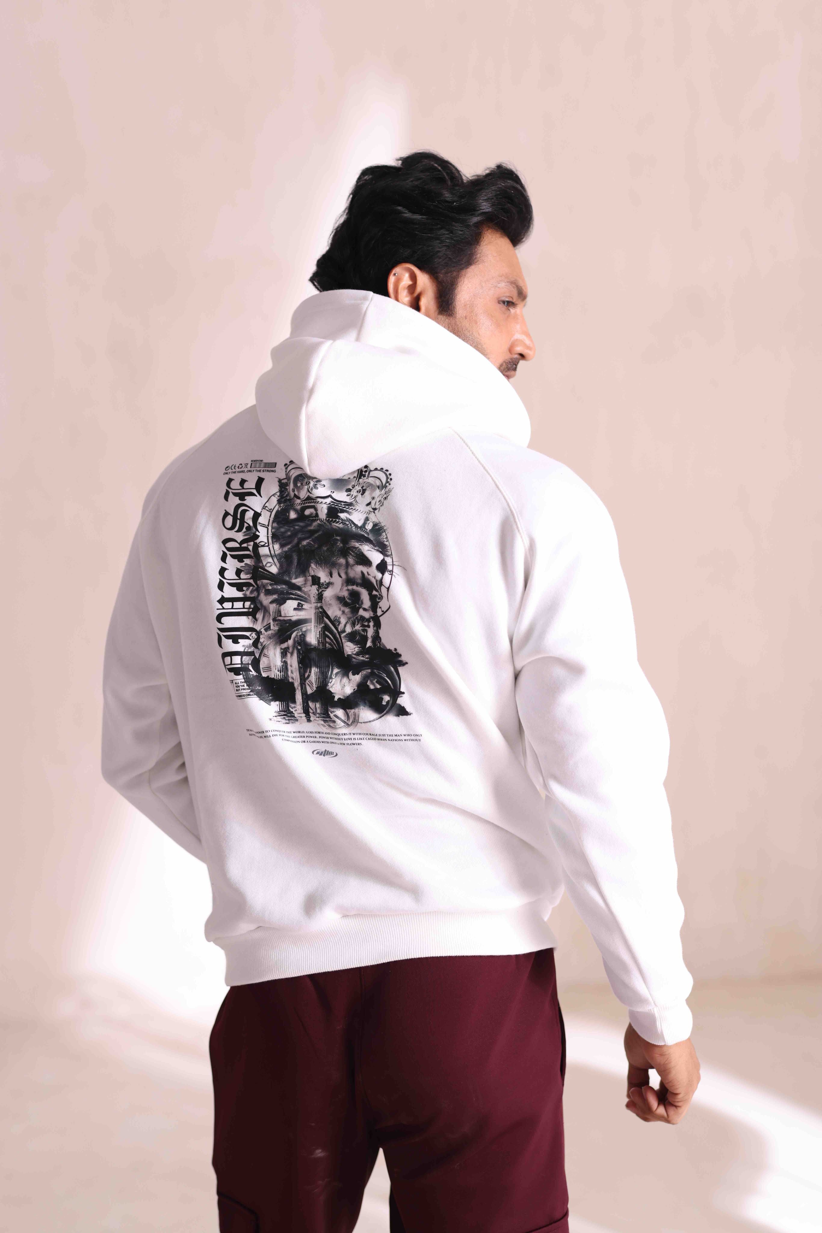 Graphic Printed Oversize Hoodie White