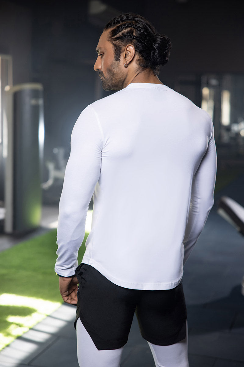 Essential Fitted Long Sleeve T-Shirt (White)