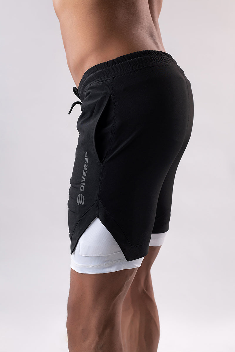 Black and white renegade shorts